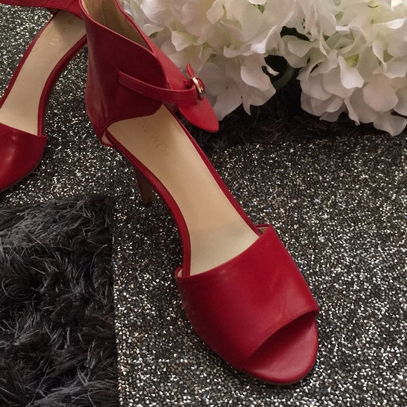 Nine West Red Leather Strap Heel - Picture 2 of 8